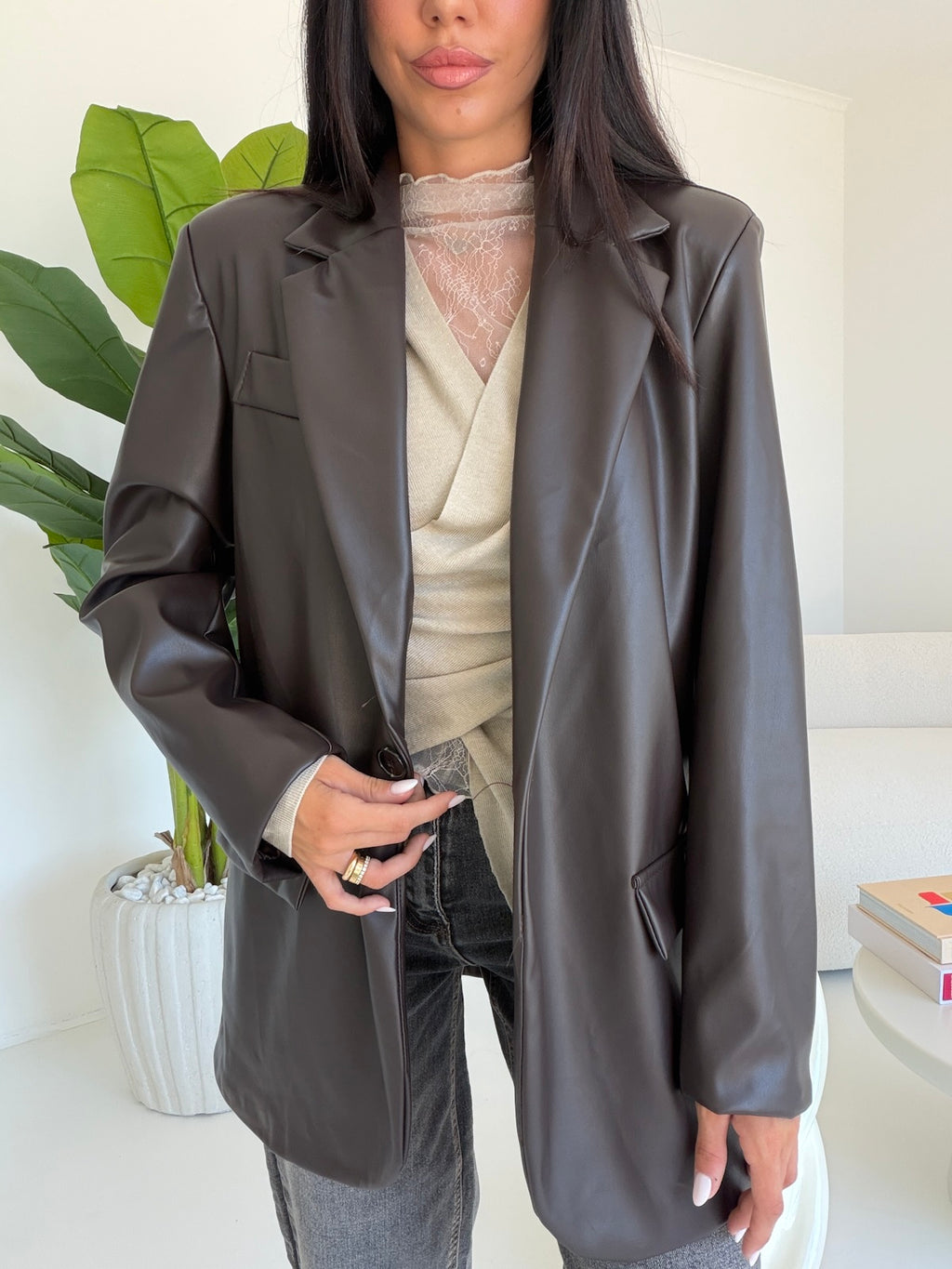 BLAZER LEATHER CHOCO