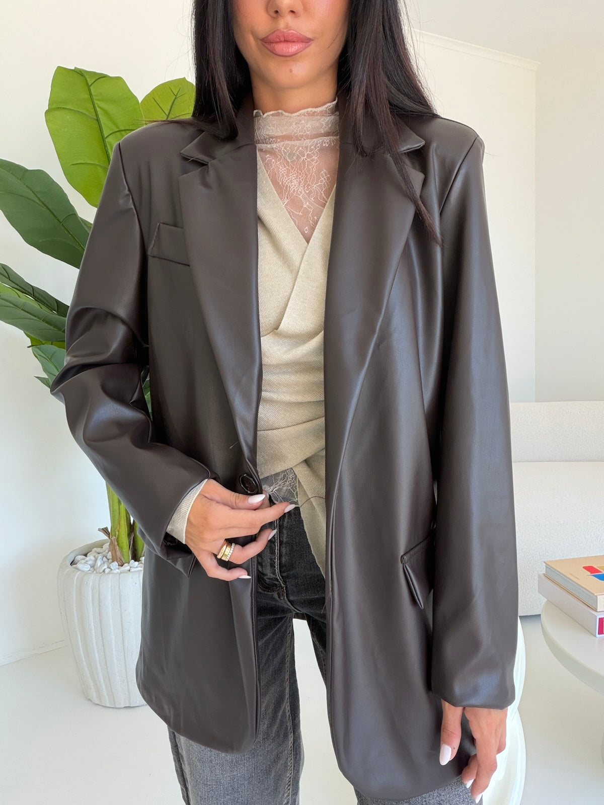 BLAZER LEATHER CHOCO