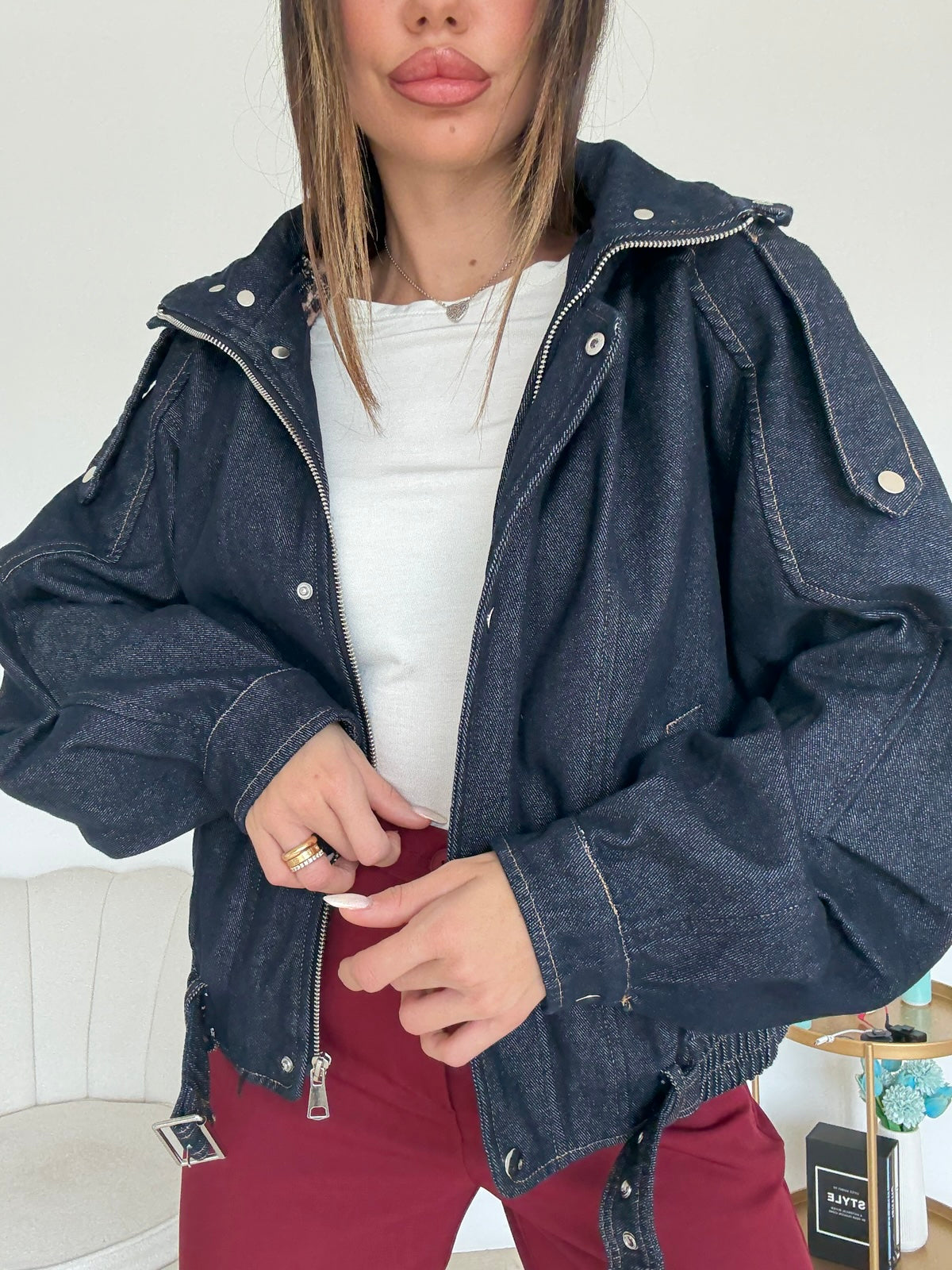 V9008-BOMBER DENIM&MACU