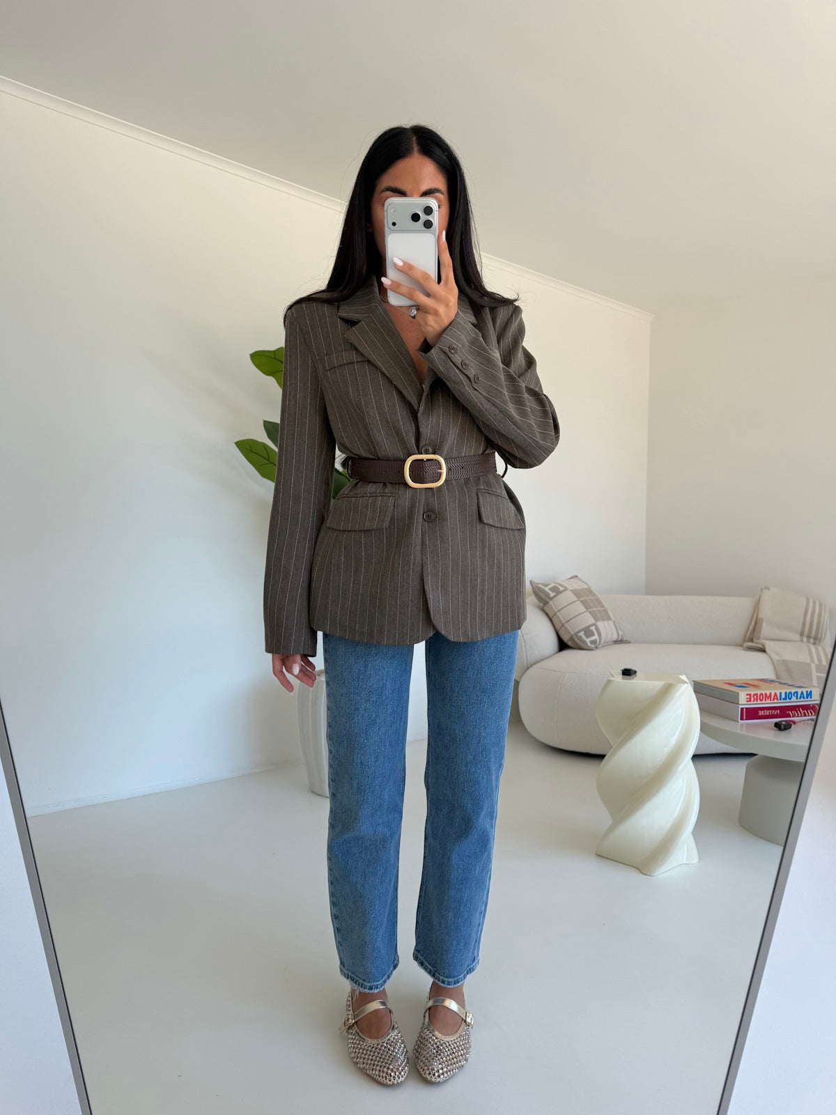 7087-BLAZER+CINTURA ELLIS CHOCO