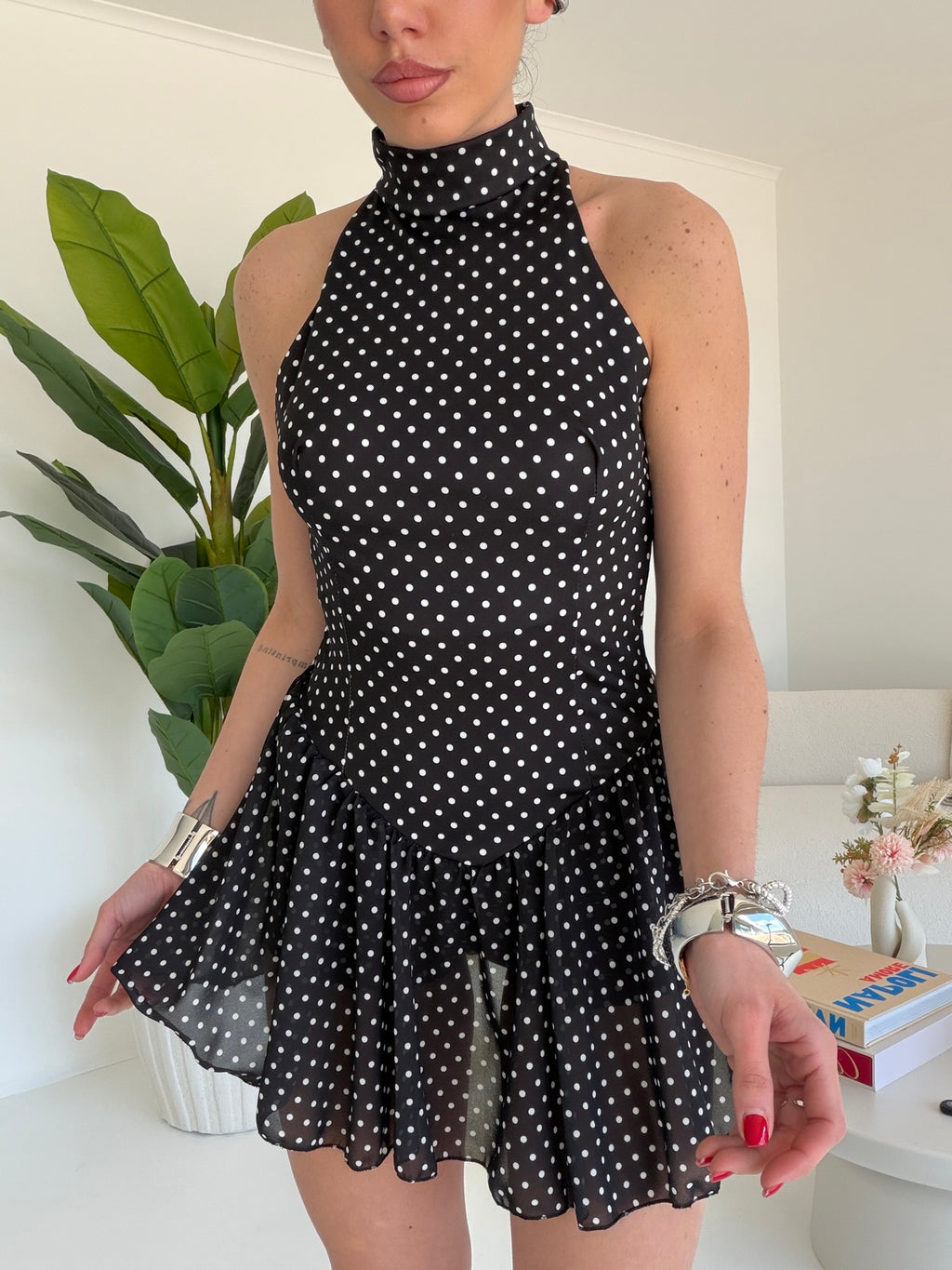 MINI JUMPSUIT POIS NERA