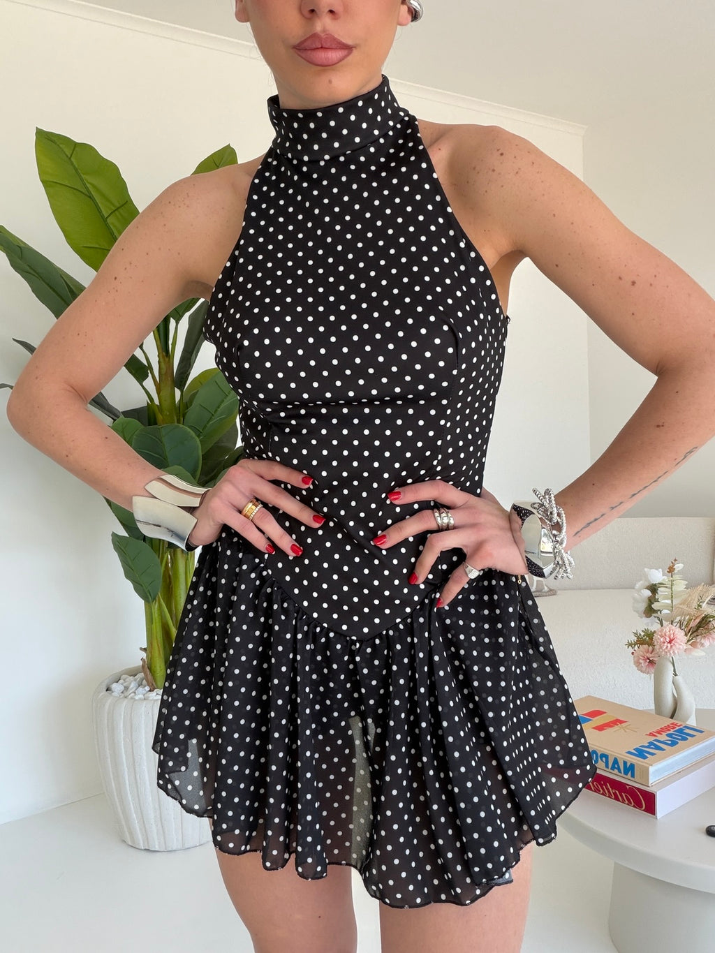 MINI JUMPSUIT POIS NERA