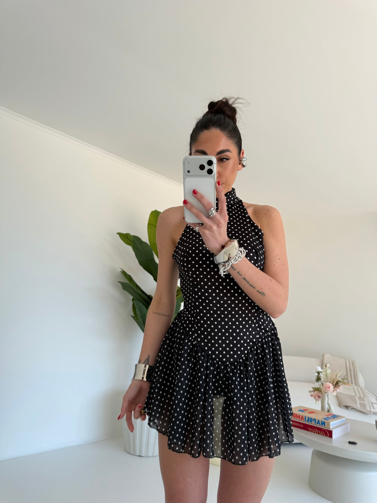 MINI JUMPSUIT POIS NERA