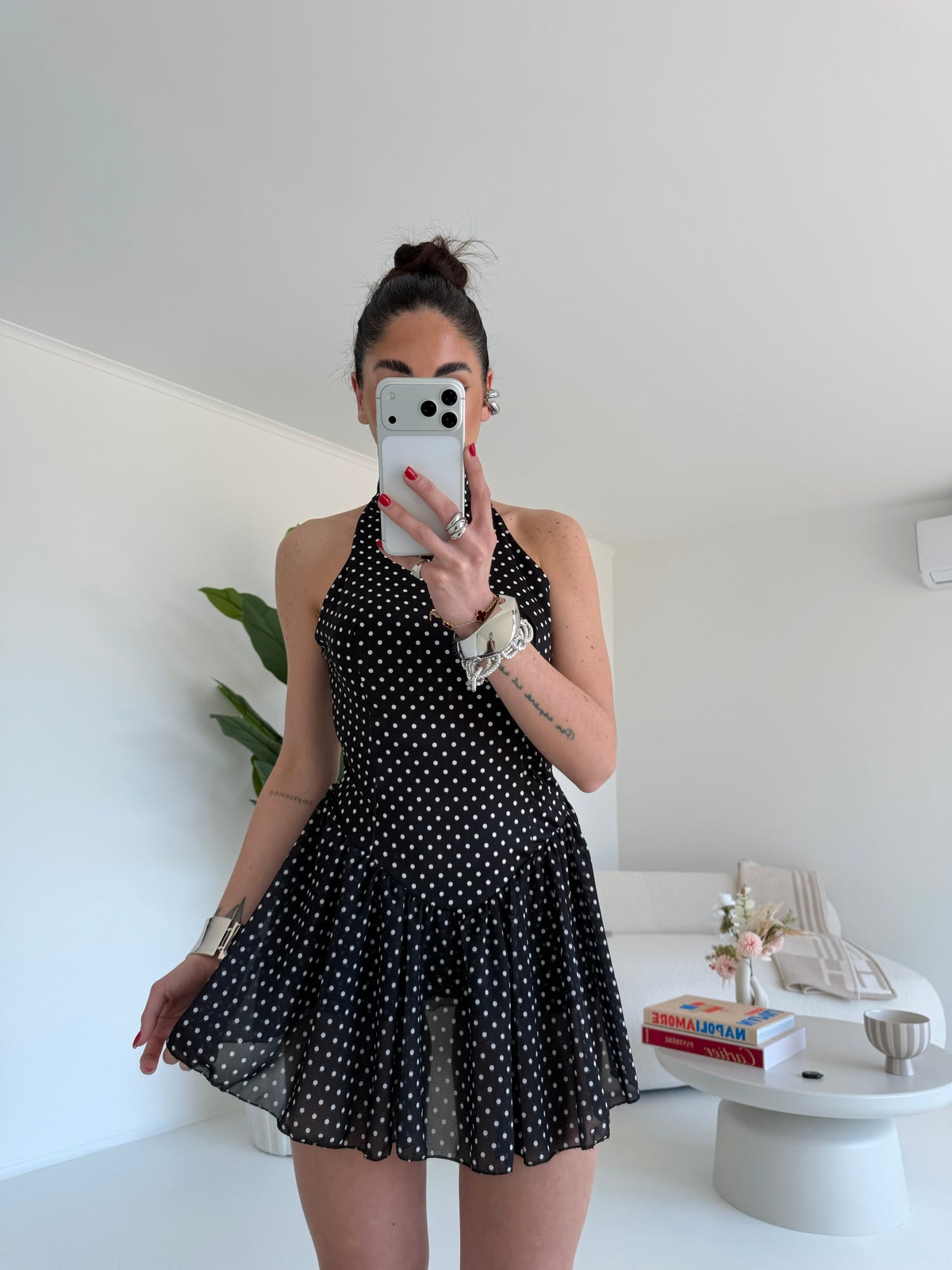MINI JUMPSUIT POIS NERA