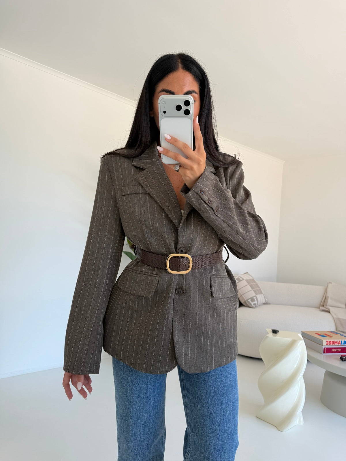 7087-BLAZER+CINTURA ELLIS CHOCO