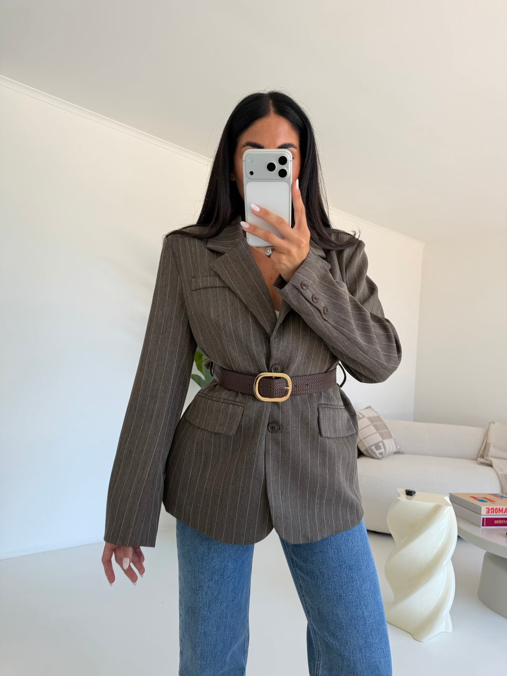 7087-BLAZER+CINTURA ELLIS CHOCO