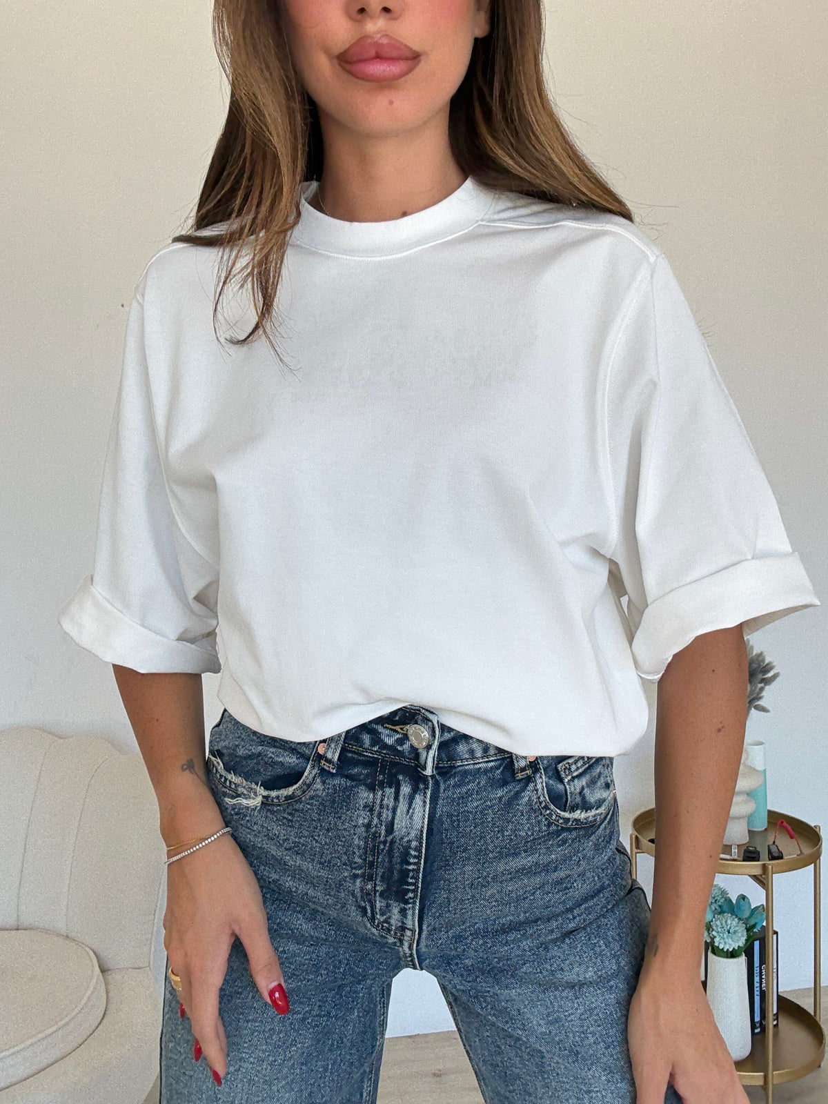 5252-T-SHIRT STITCHING MILK
