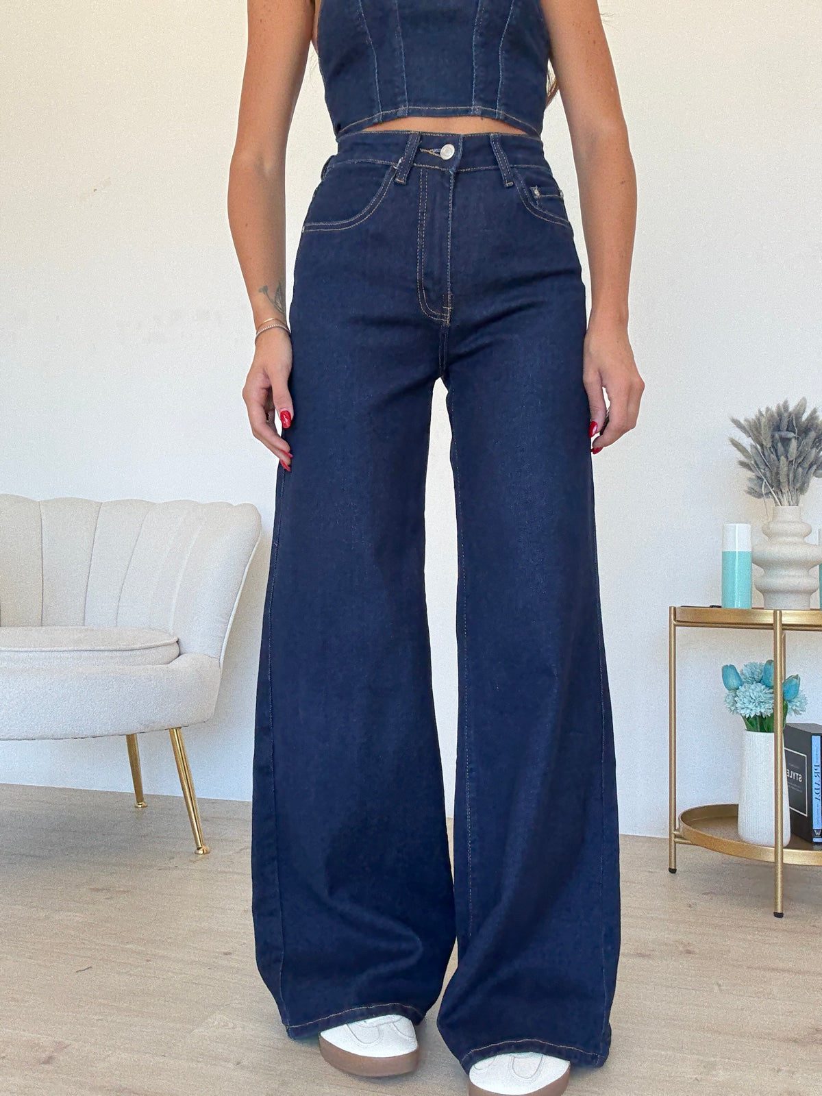 MI2587-JEANS PALAZZONE BLU DENIM