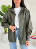 CAMICIA IN ECO PELLE MILITARE
