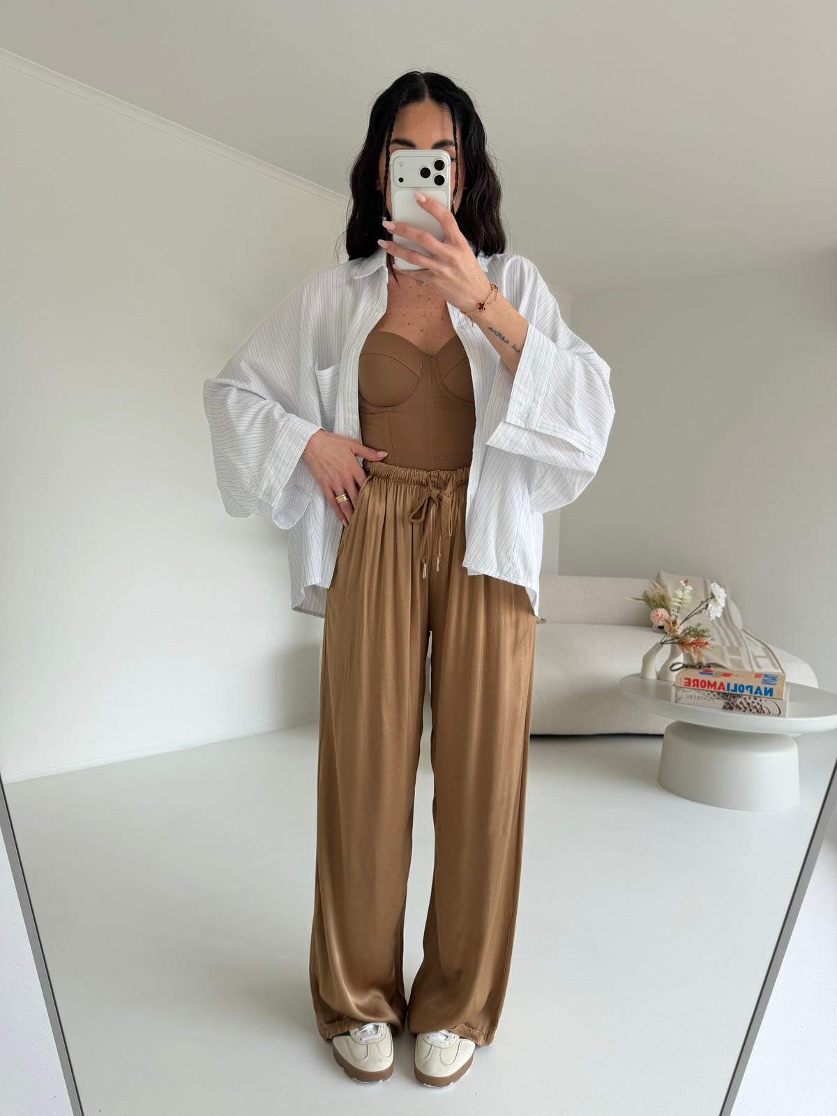 PANTALONE SATIN BISCOTTO