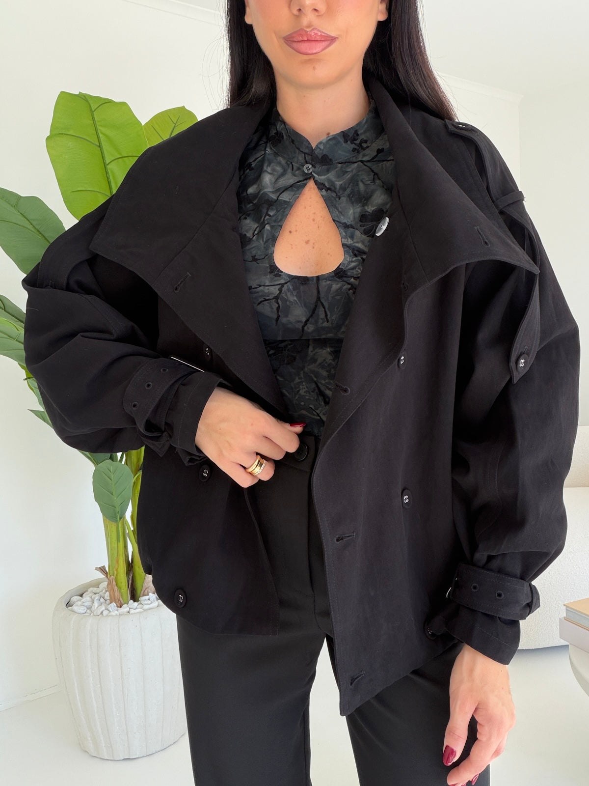 5846-MINI TRENCH NALI NERO