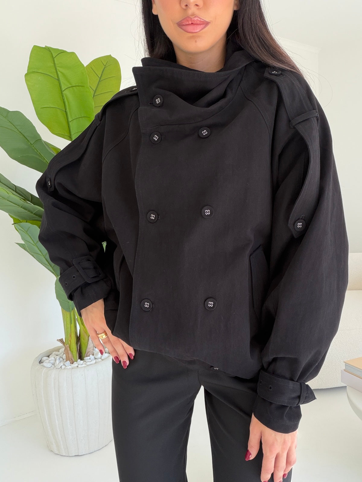 5846-MINI TRENCH NALI NERO