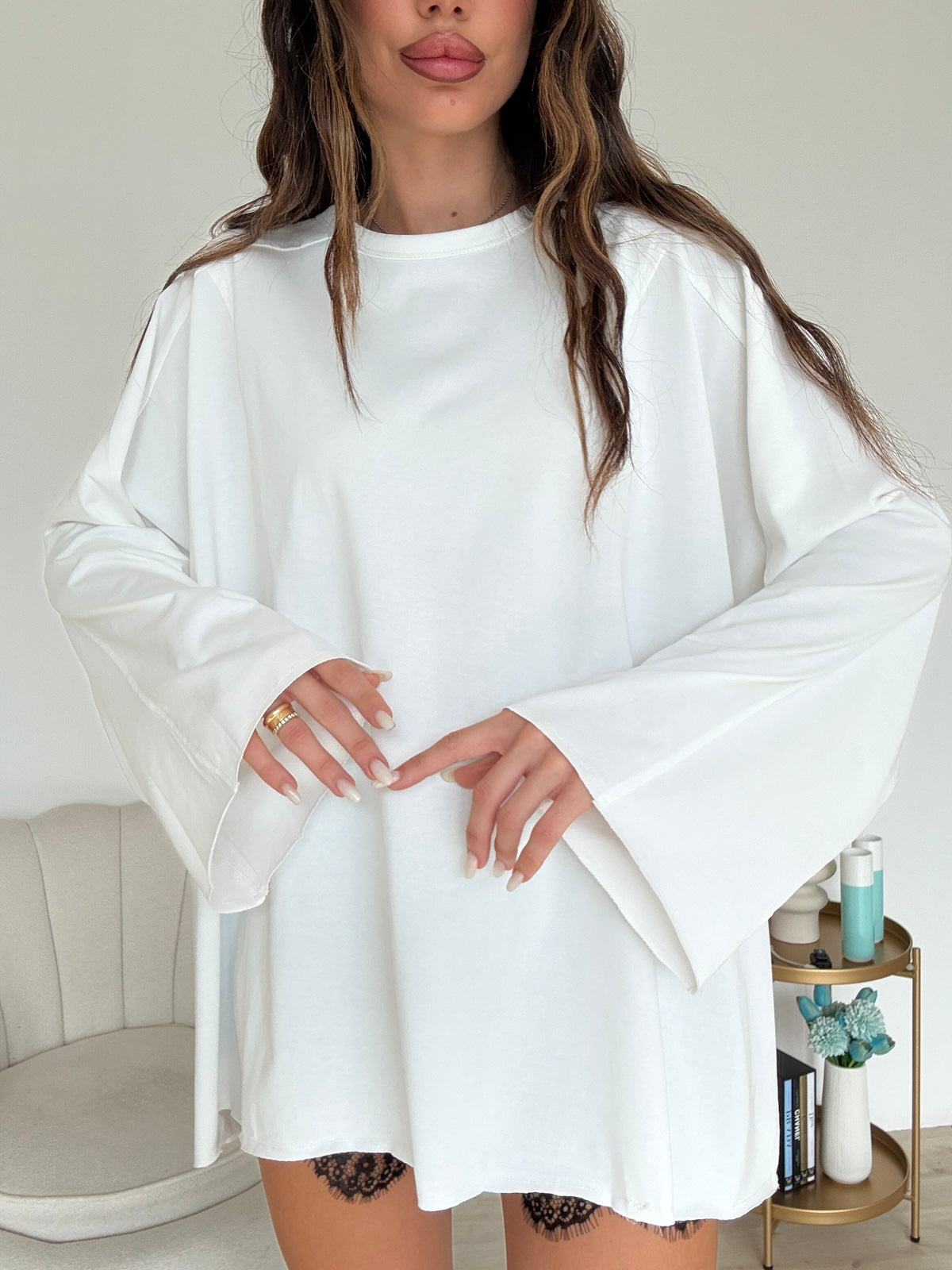 W45252-MAXI T-SHIRT MILK