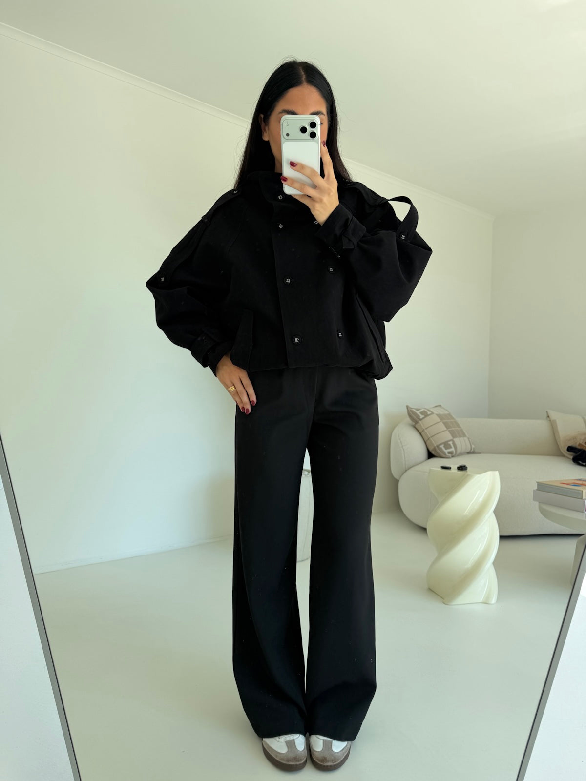 5846-MINI TRENCH NALI NERO