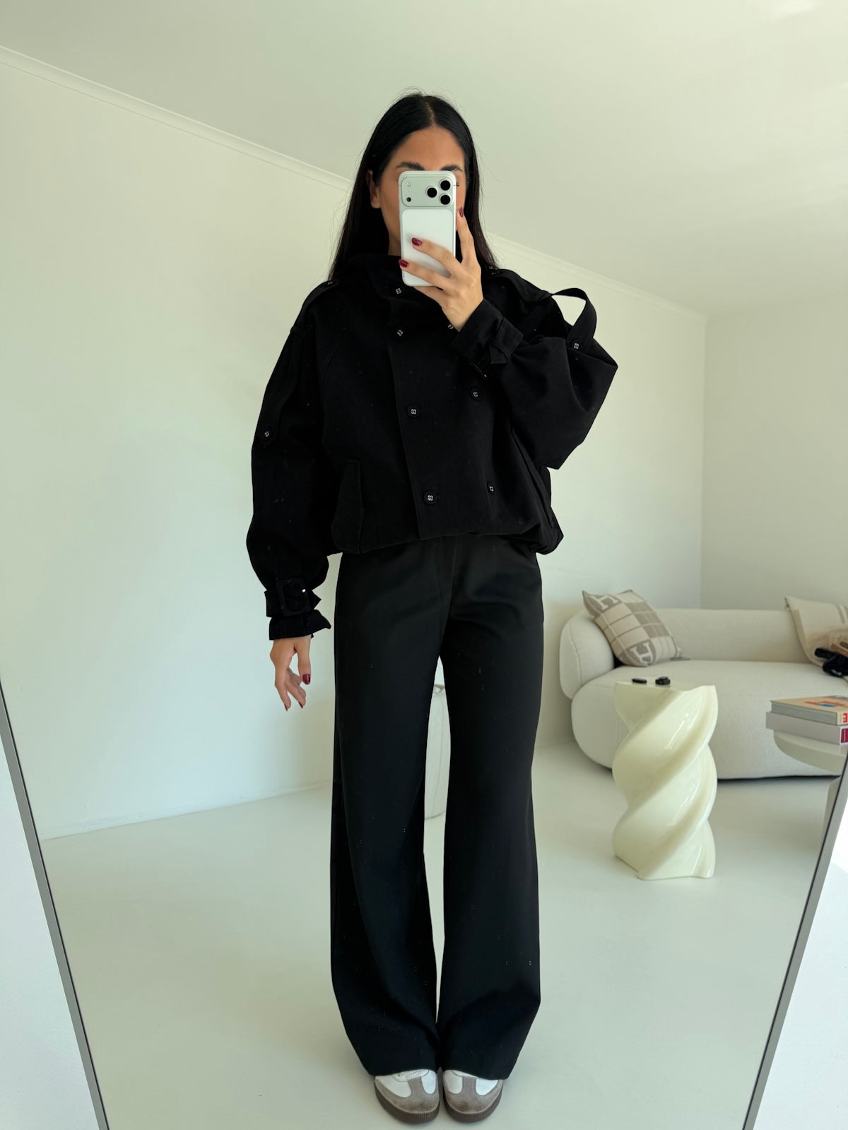 5846-MINI TRENCH NALI NERO