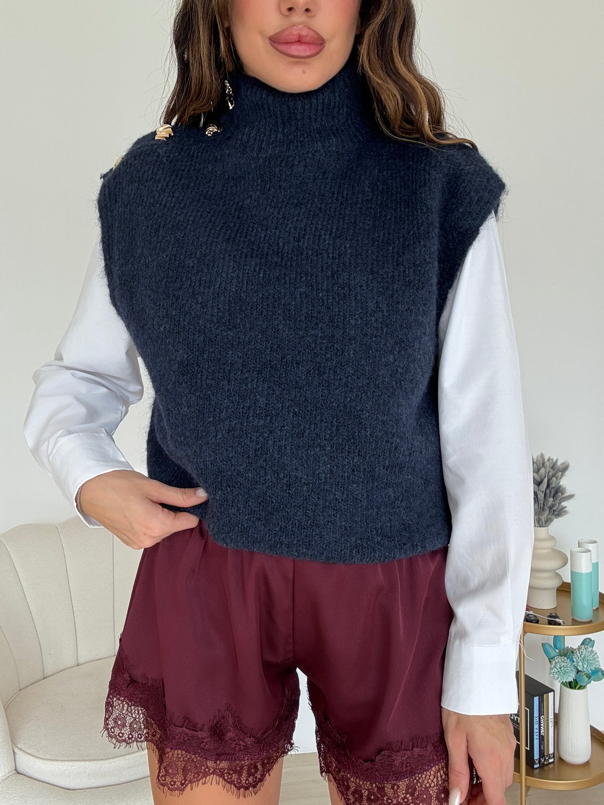 YHC7143-PULL BOTTON NAVY
