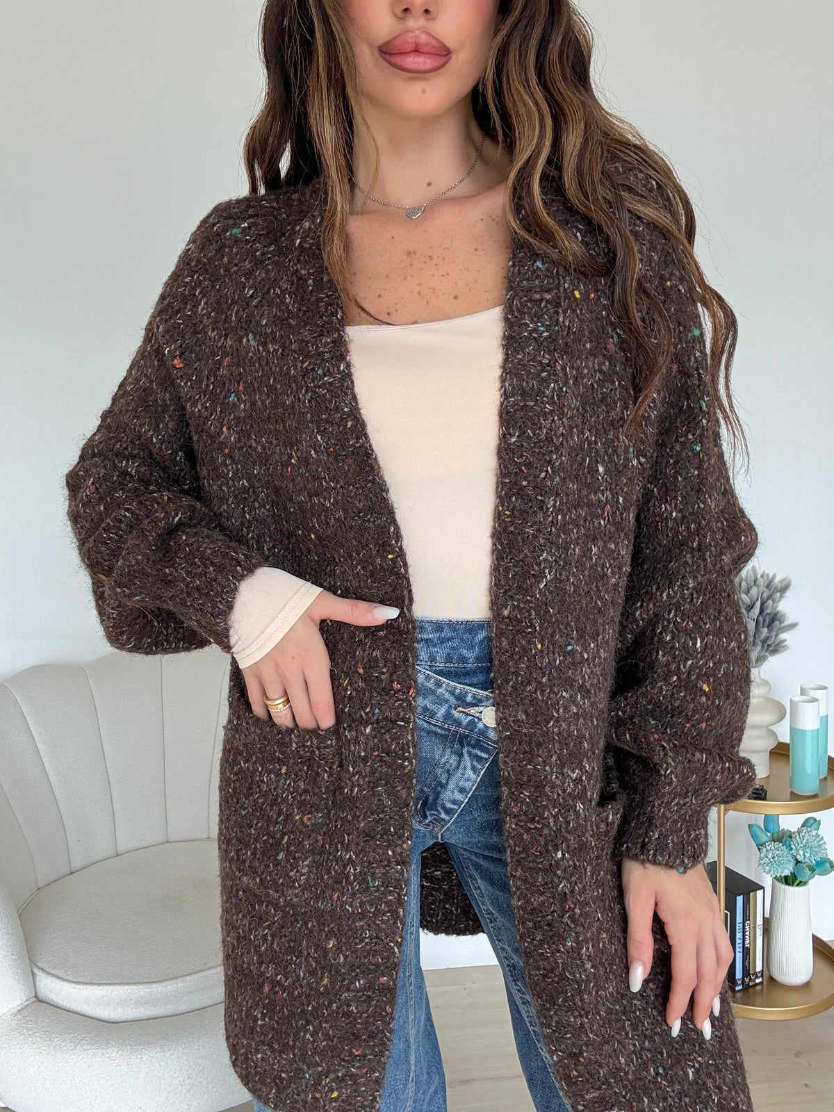 YHC7134-CARDIGAN SMARTIES CHOCO