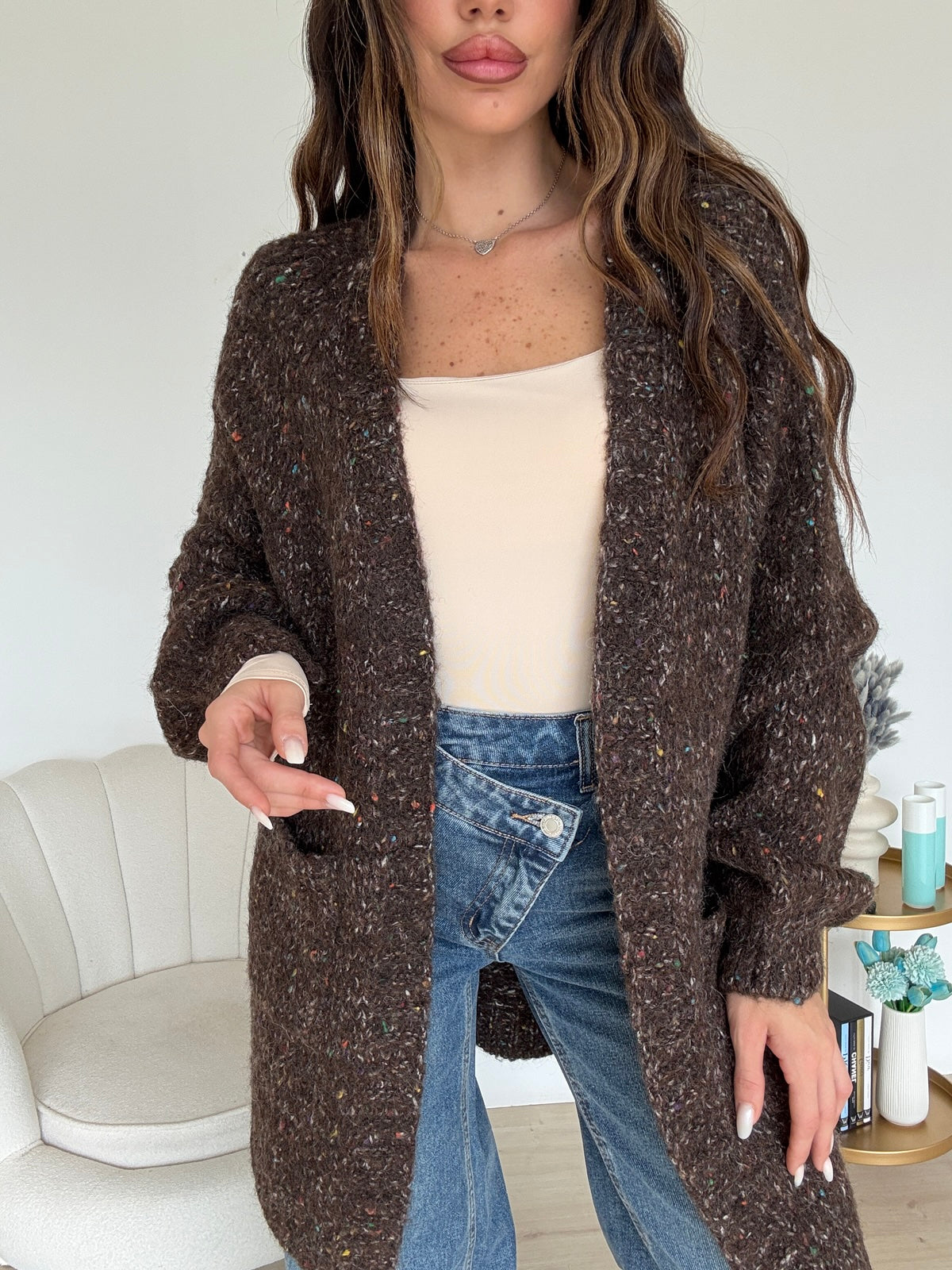 YHC7134-CARDIGAN SMARTIES CHOCO