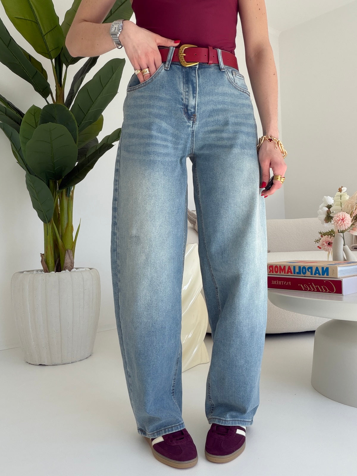 MI2612-2-JEANS BARELL +CINTURA DENIM CHIARO
