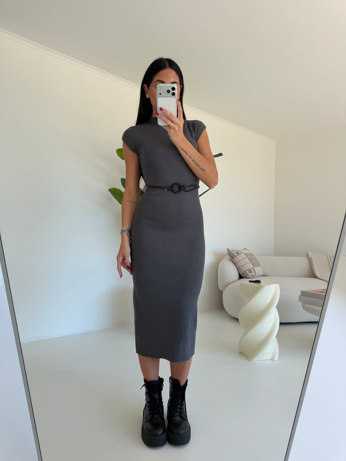 HG69566-ABITO LONGUETTE GREY