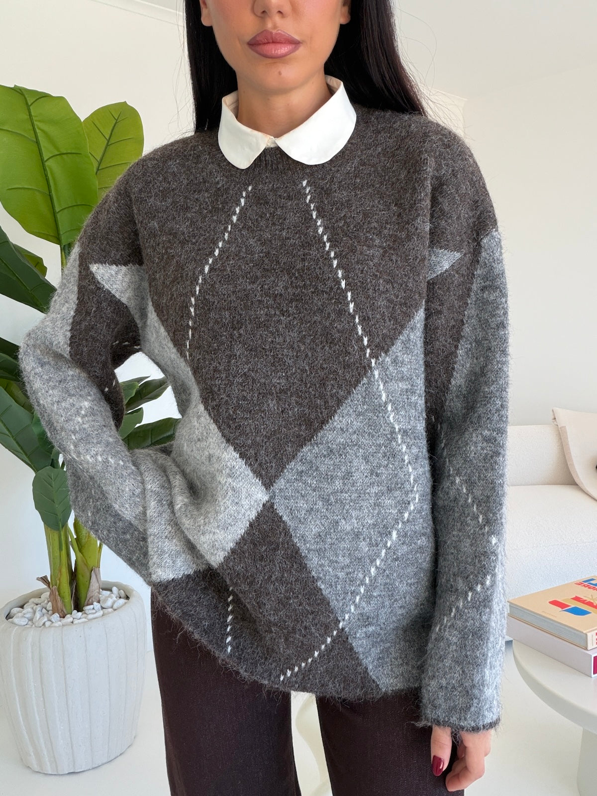 Y6152-PULL ROMBI CHOCO