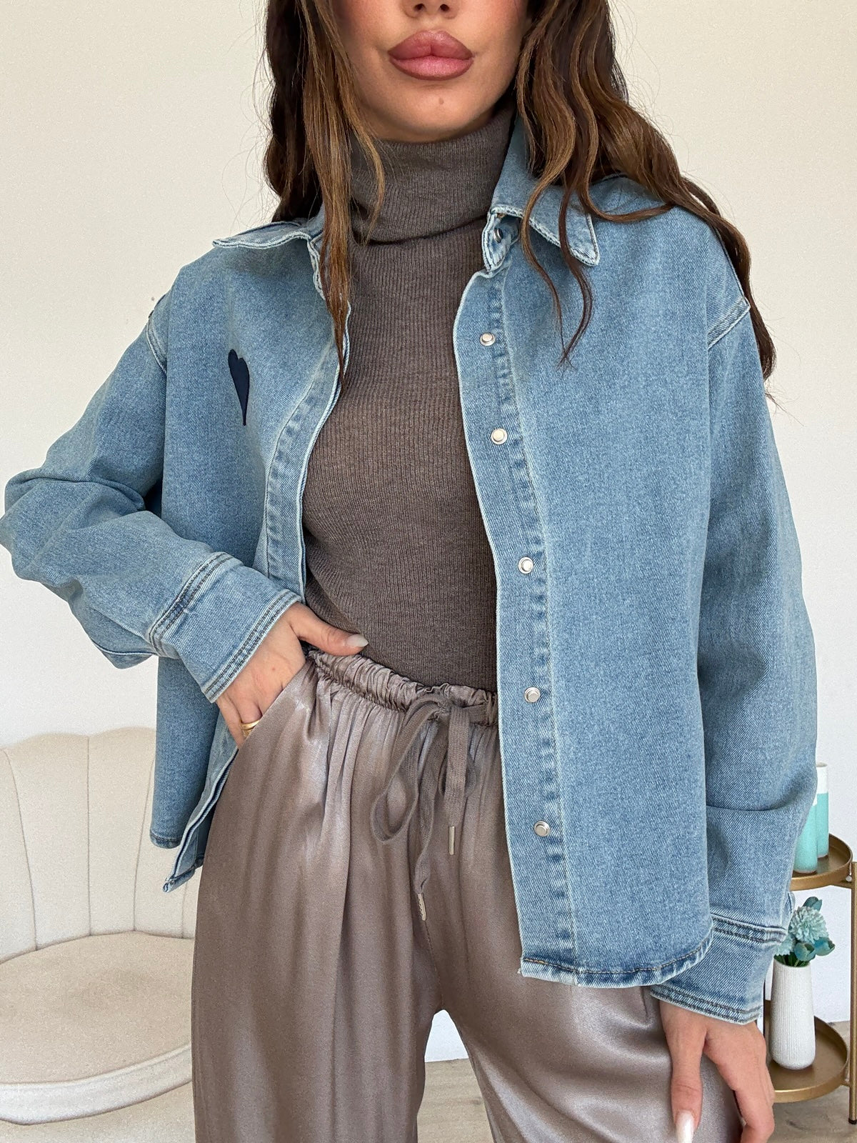 MG75-1-CAMICIA CUORICINO DENIM CHIARO