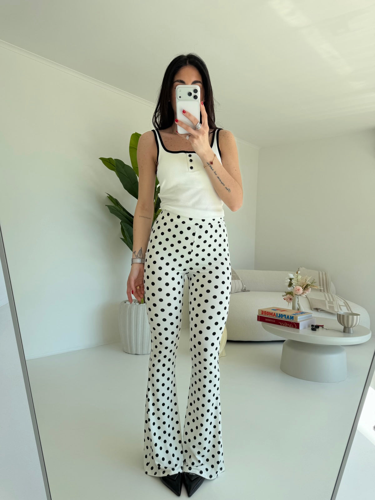 61973-LEGGINS A ZAMPA POIS MILK