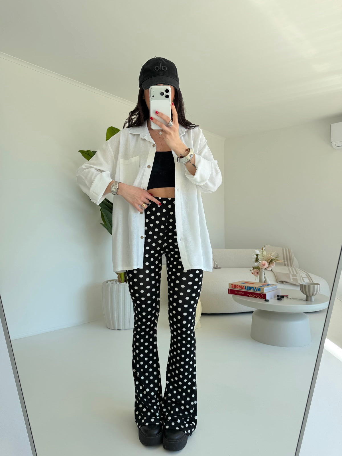 61973-LEGGINS A ZAMPA POIS NERO
