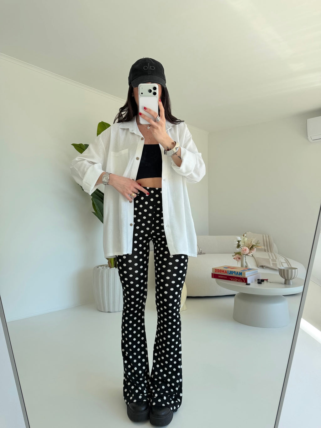 61973-LEGGINS A ZAMPA POIS NERO