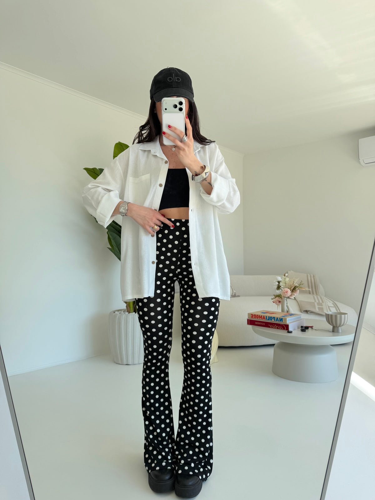 61973-LEGGINS A ZAMPA POIS NERO