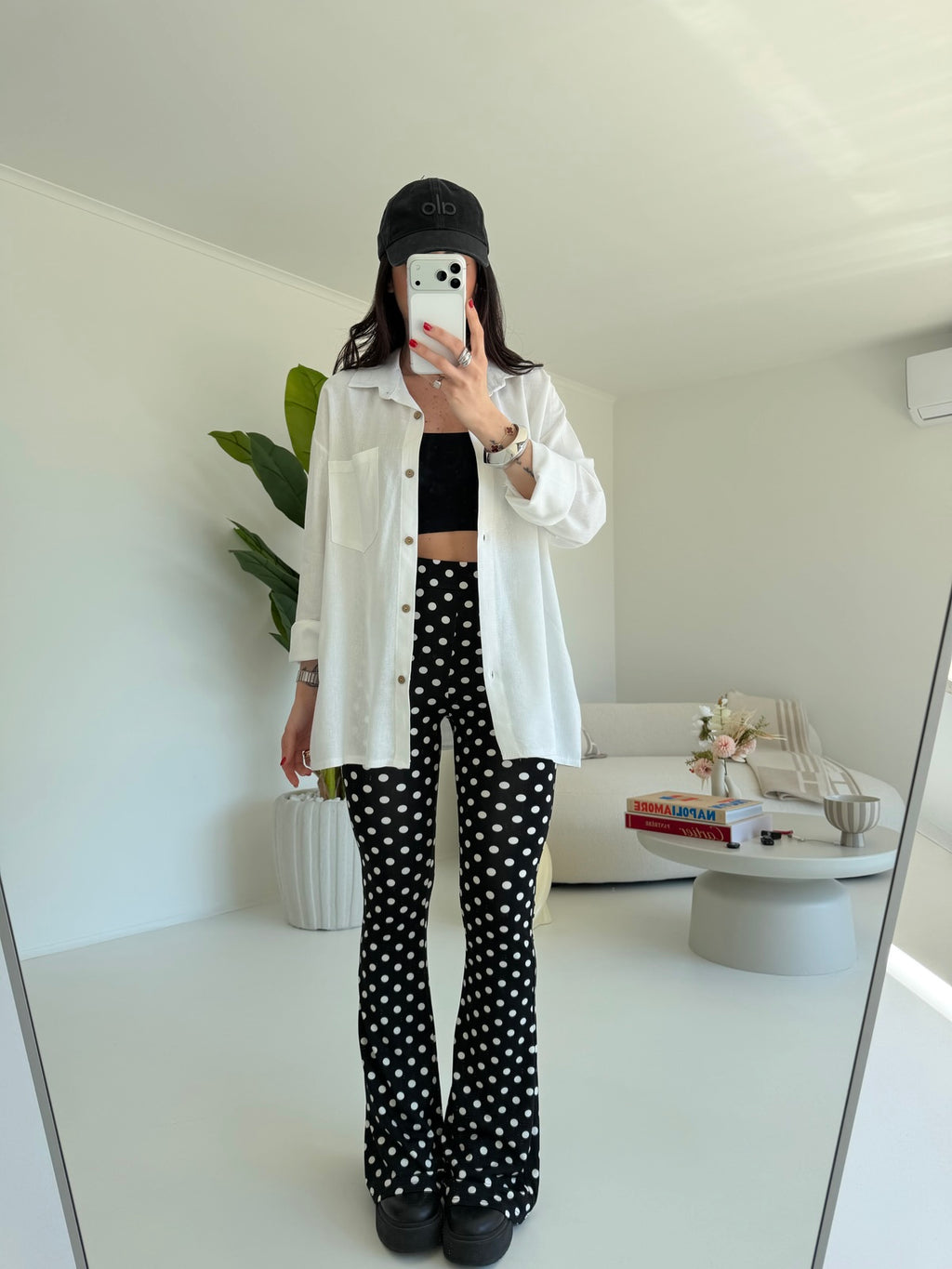61973-LEGGINS A ZAMPA POIS NERO