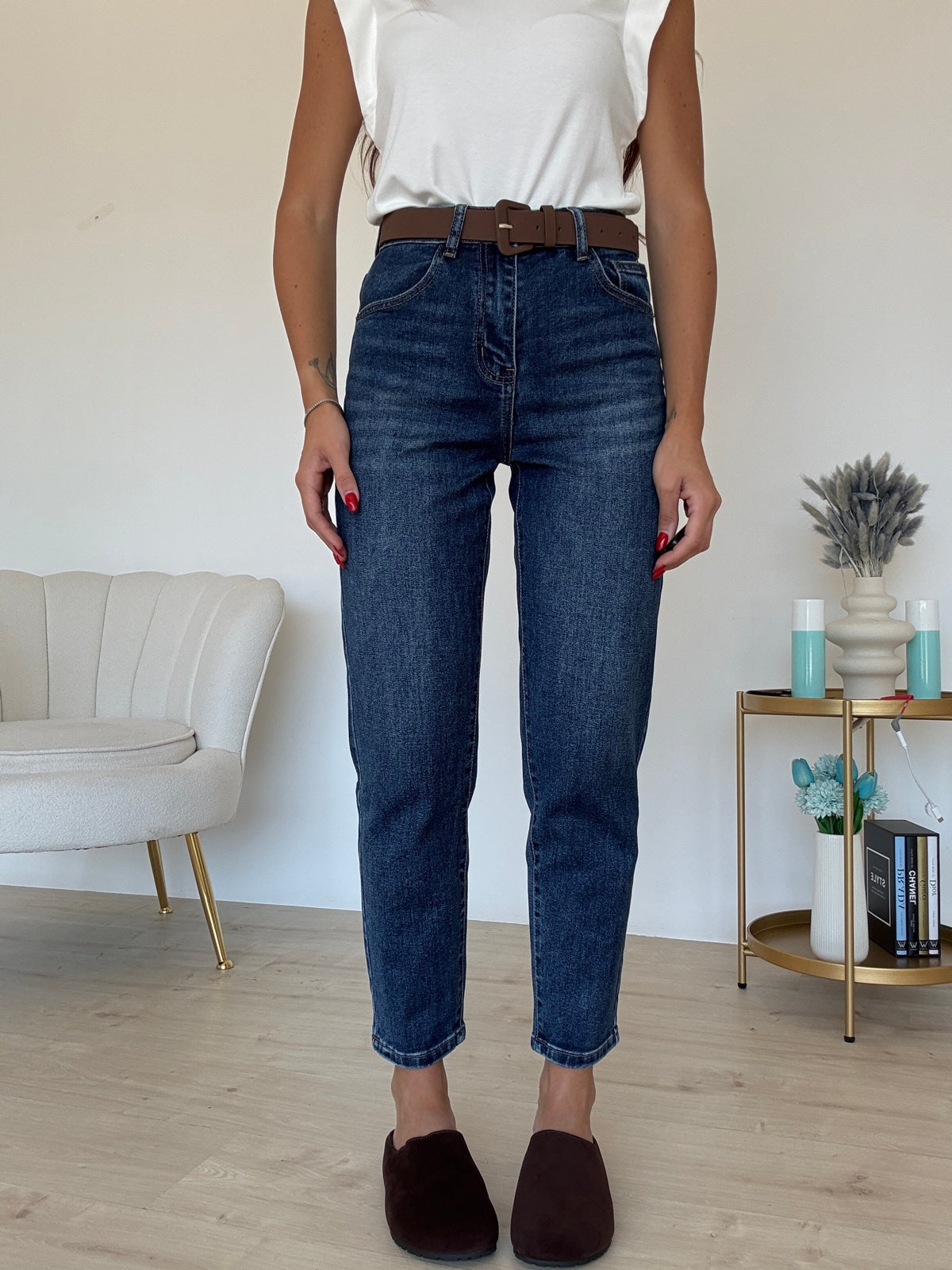 T224-JEANS MOM MOD LEVI BLU DENIM