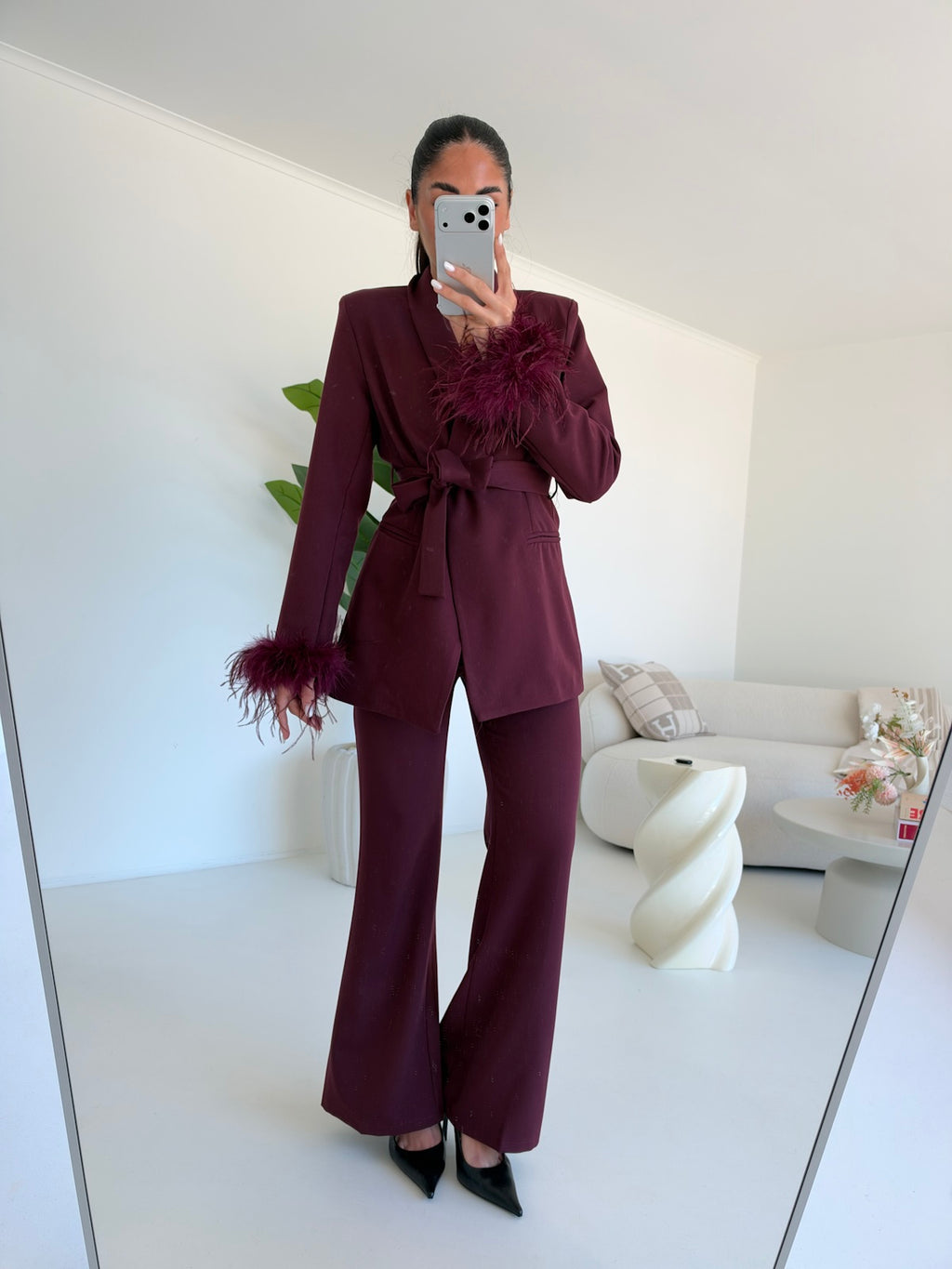 TAILLEUR PLUME BORDEAUX