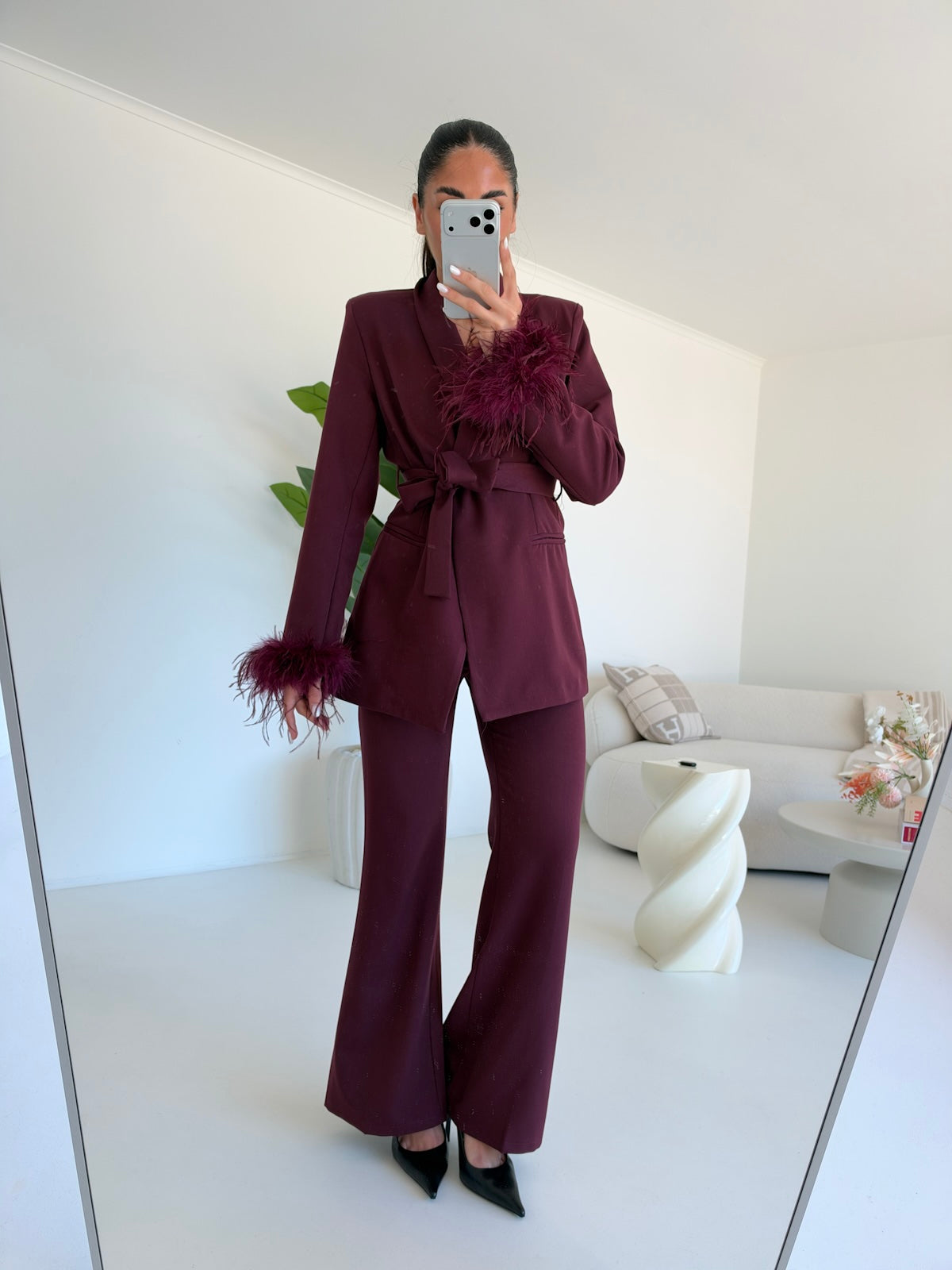 TAILLEUR PLUME BORDEAUX