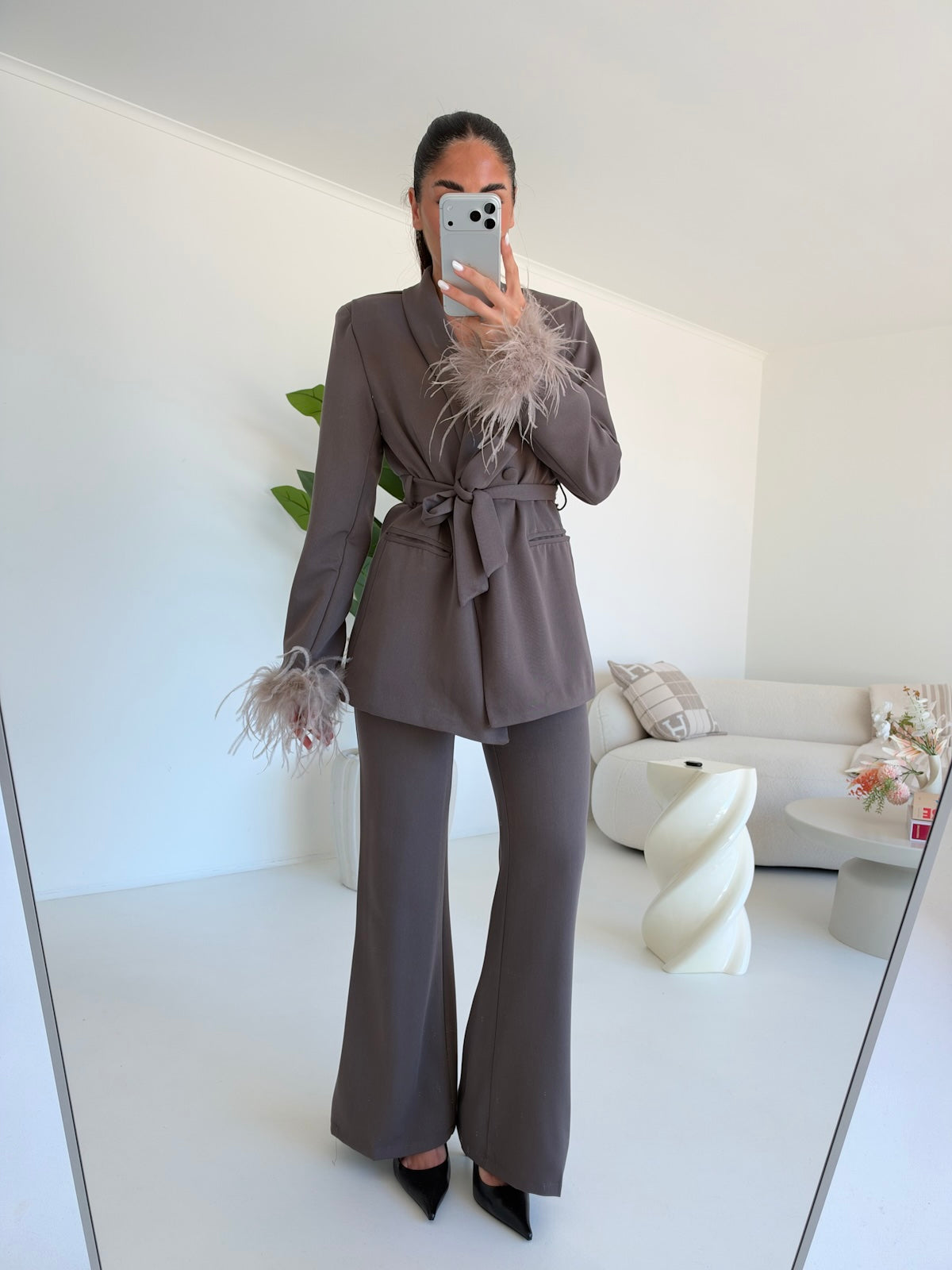TAILLEUR PLUME TAUPE