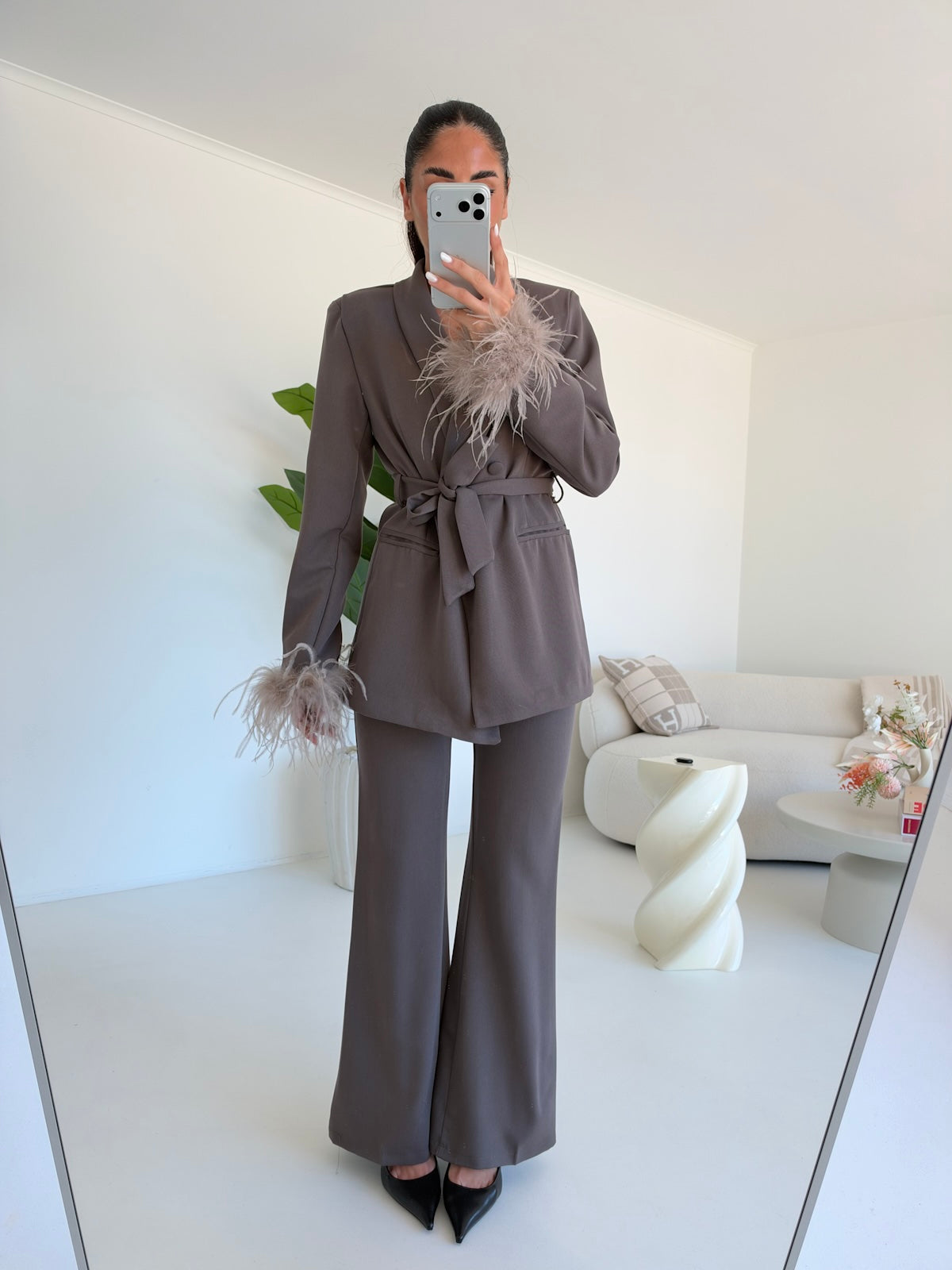 TAILLEUR PLUME TAUPE
