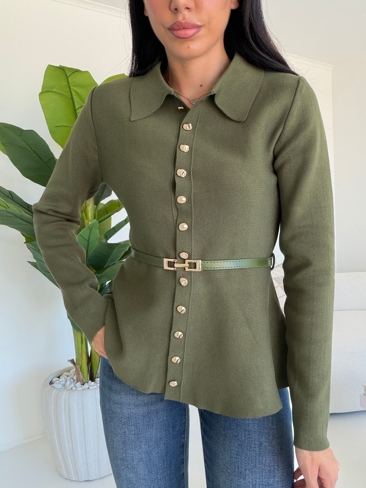 MCY06022-PULL+CINTURA OLIVA