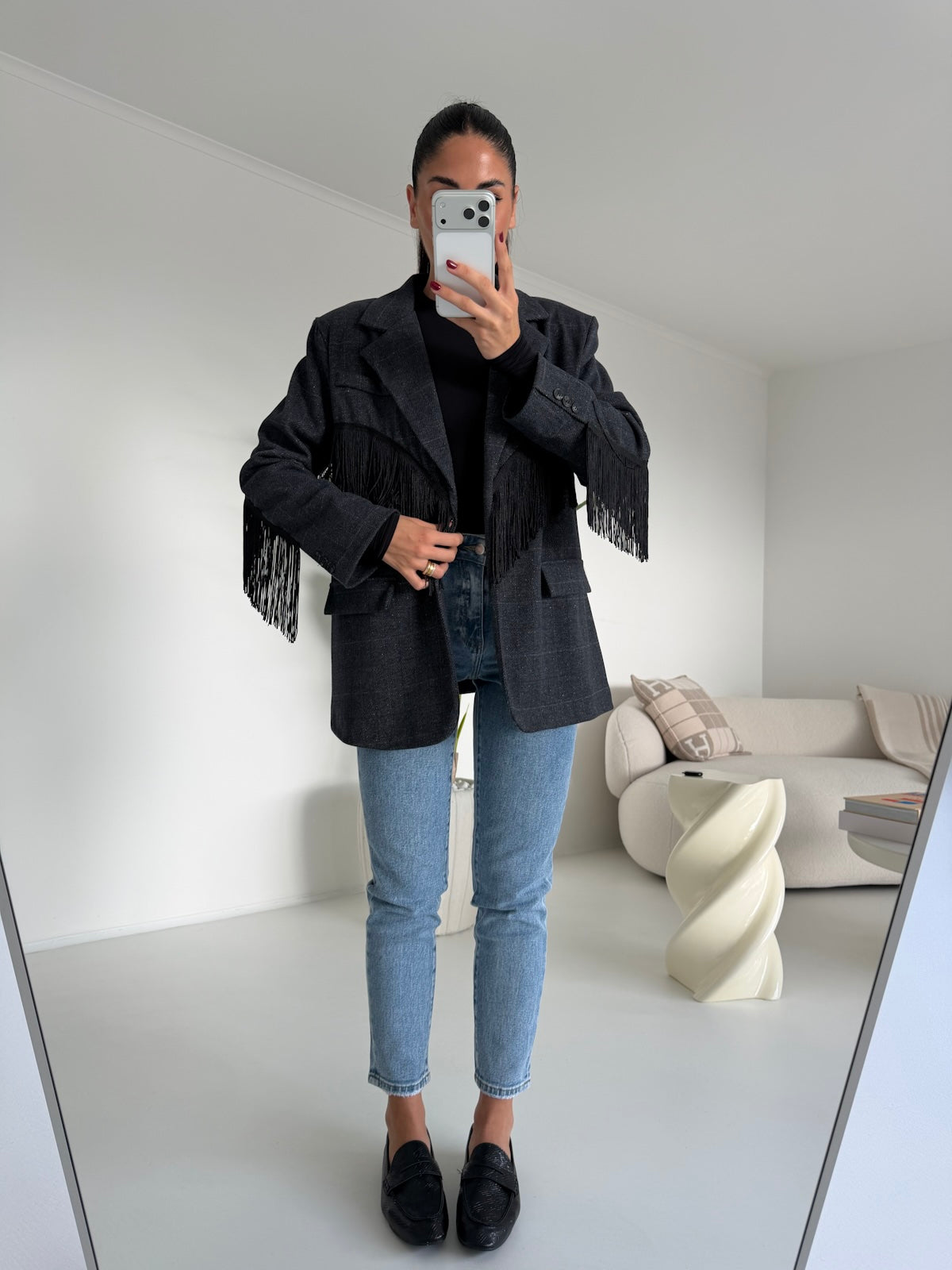 BLAZER FRANGE DARK  GREY