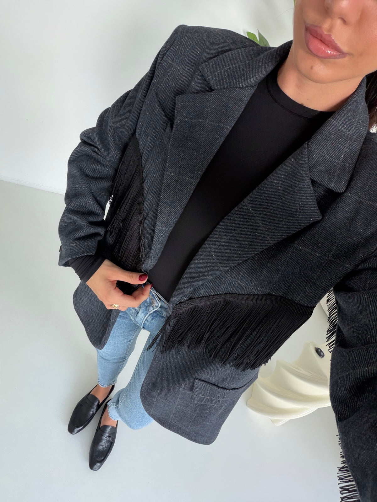 BLAZER FRANGE DARK  GREY