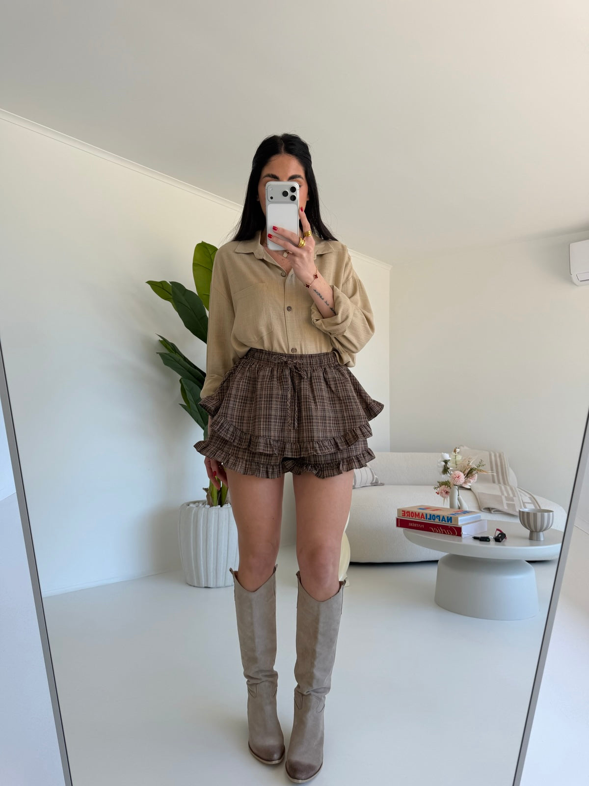 8222-MINI GONNA SHORT CHOCO