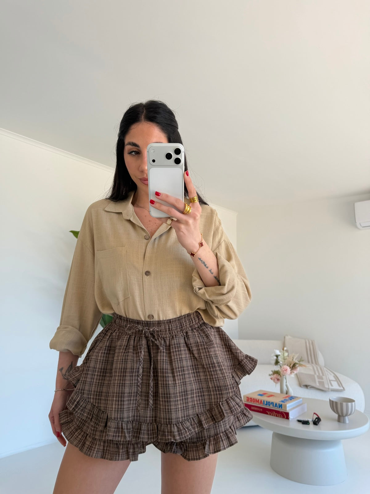 8222-MINI GONNA SHORT CHOCO
