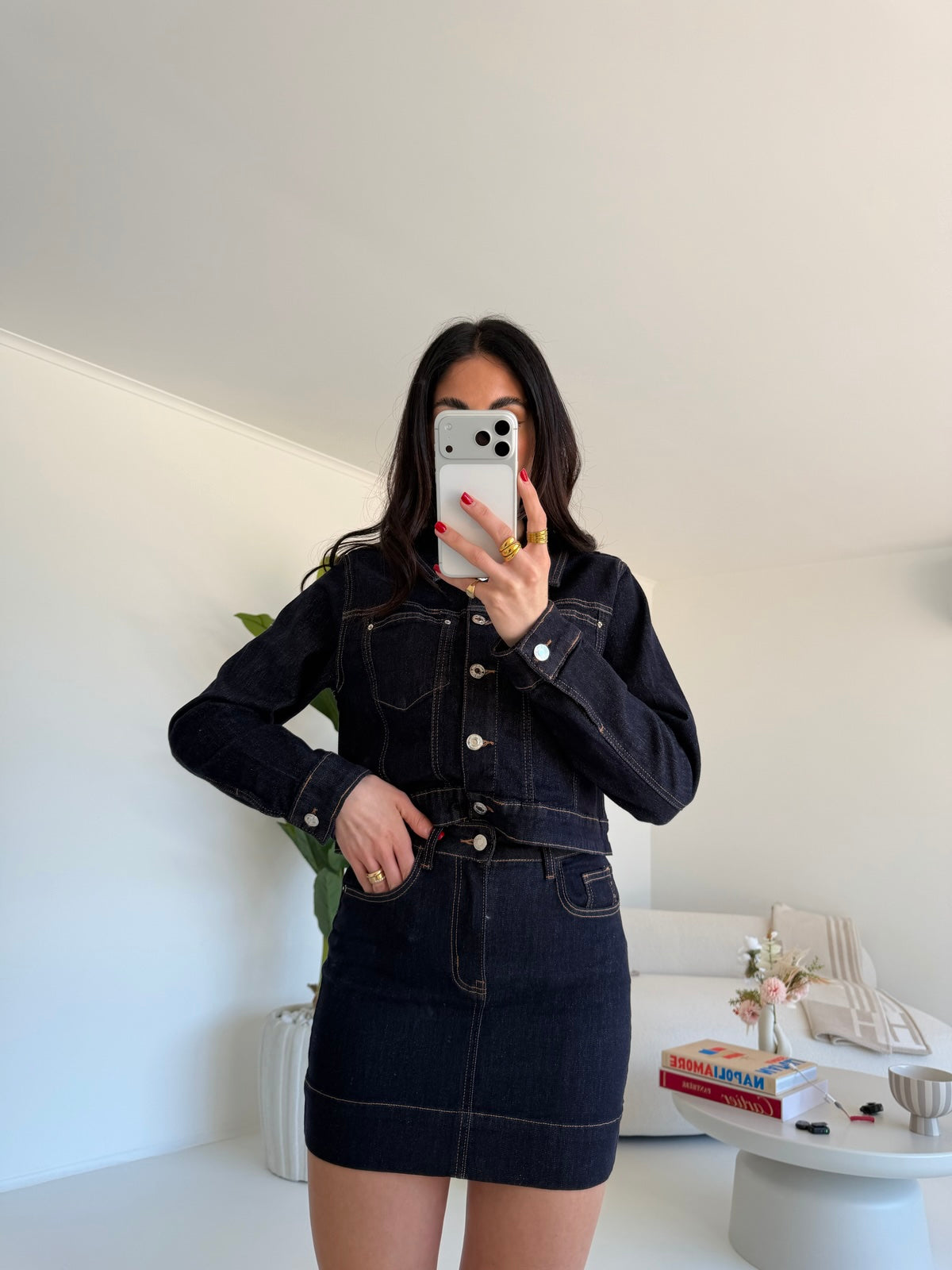 BIG-F32316-MINI GONNA SKYLINE BLU DENIM