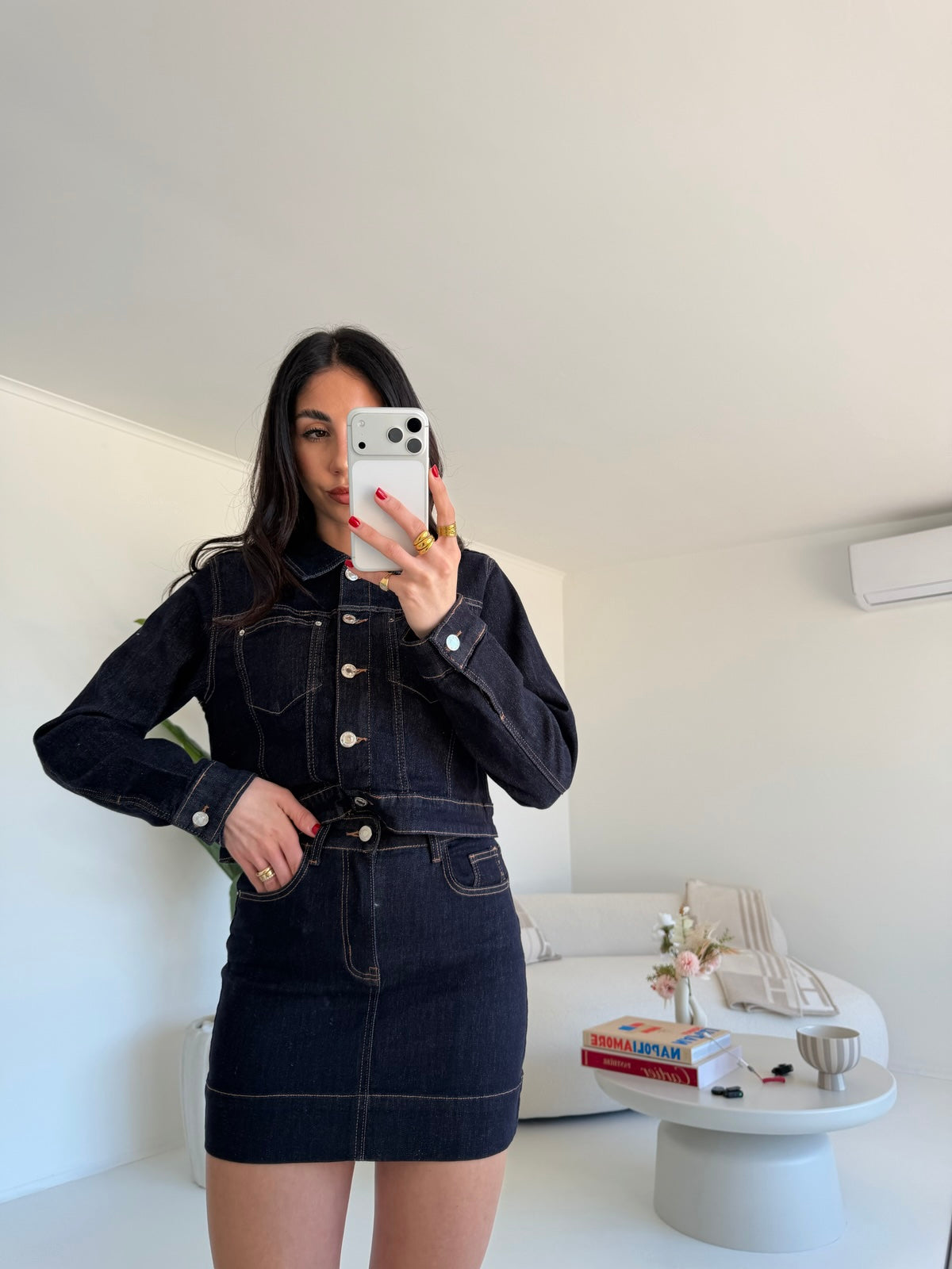 BIG-F32316-MINI GONNA SKYLINE BLU DENIM